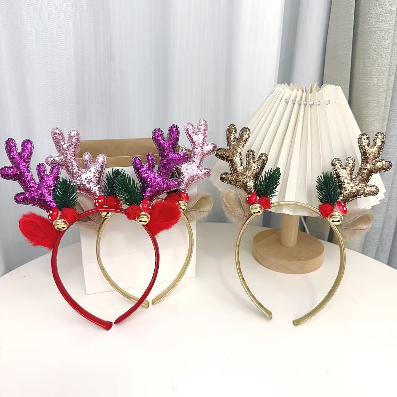 Reindeer Antlers Headband - Popular Glittery Reindeer Antler Headbands, Gold