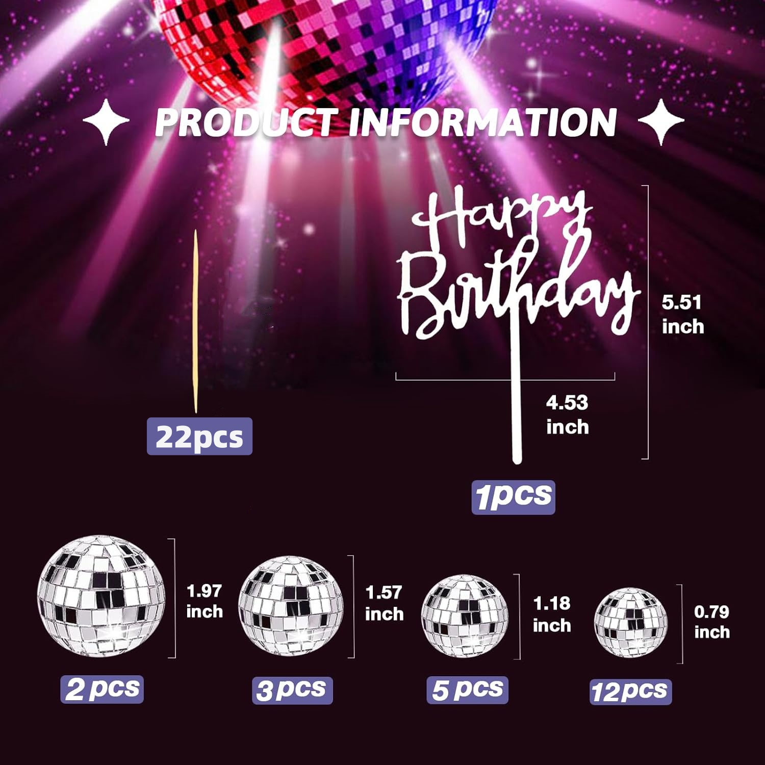 23 Pcs Disco Ball Cake Decorat - Star Tree Topper ulasan dan harga
