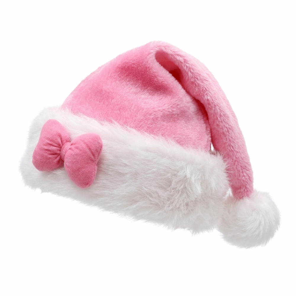New Star Pattern Pink Bow Sant - Santa Hat Plush ulasan dan harga