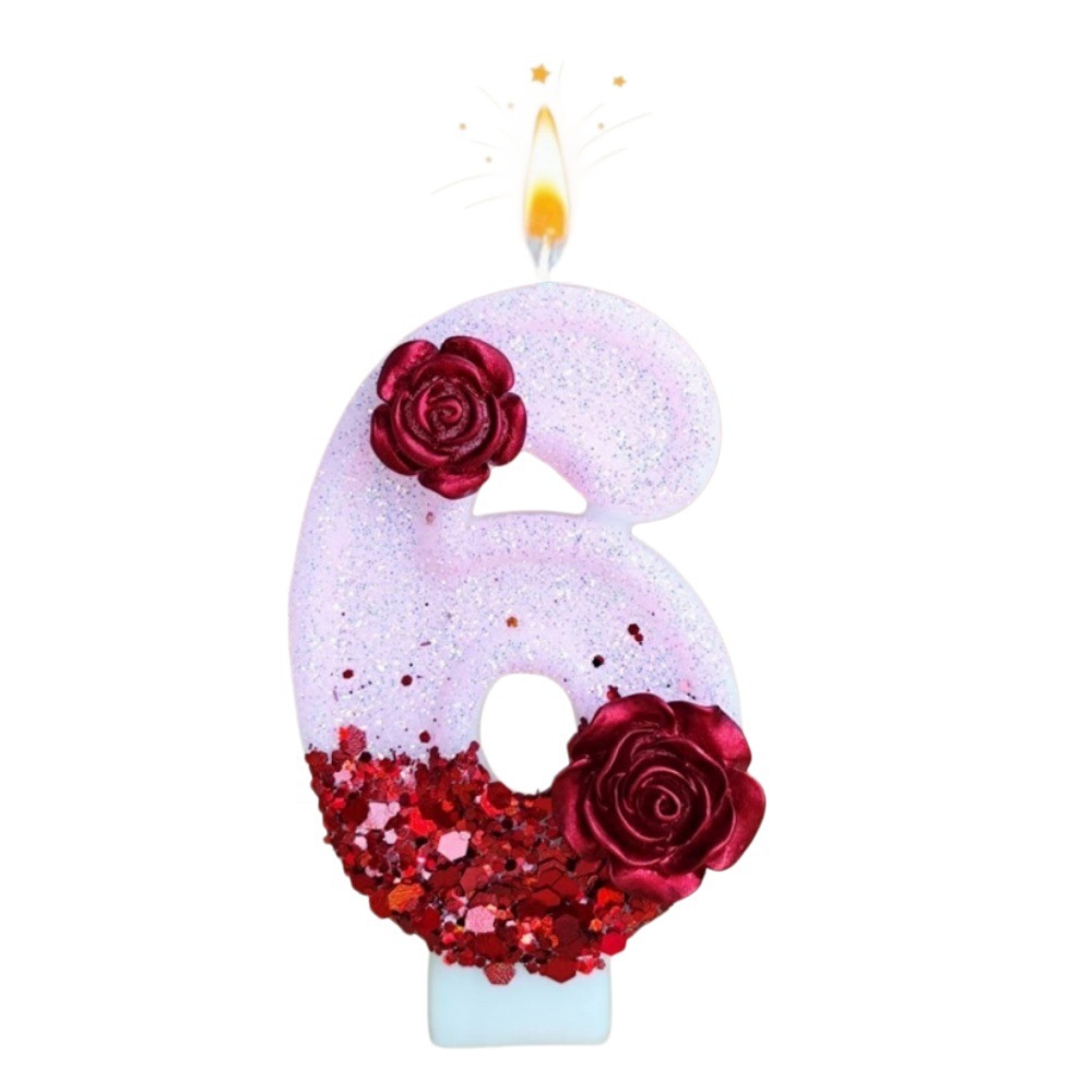 Number Pink Glitter Red Rose F - Holiday Candle Set ulasan dan harga