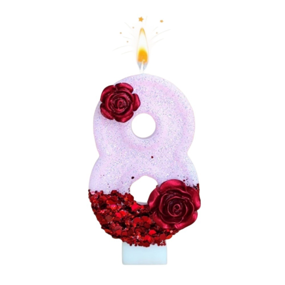 Number Pink Glitter Red Rose F - Holiday Candle Set ulasan dan harga